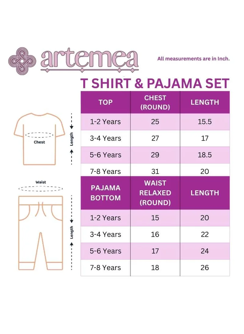 Artemea  Dream Like a Unicorn print Girls Premium Pajama set (2pc set -Top & Bottom) for Women | Best Price UAE